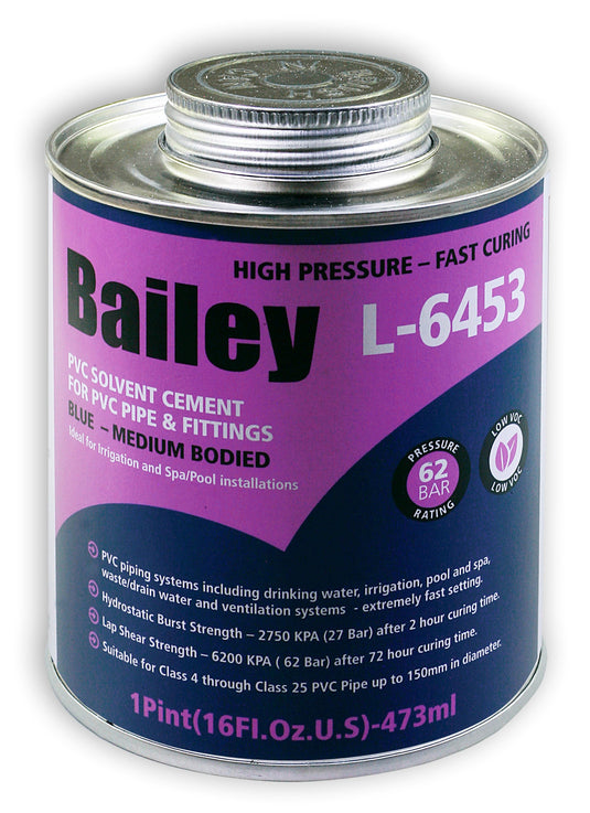 BAILEY BLUE FAST SET PVC SOLVENT CEMENT (L-6453)