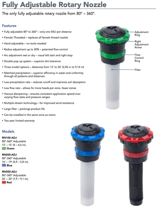 K-RAIN NOZZLE SPRAYER ROTARY ADJ 14FT