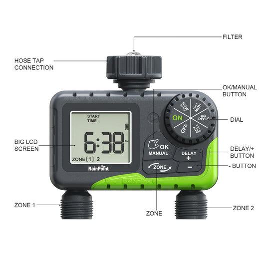 RAINPOINT DIGITAL 2-ZONE IRRIGATION TIMER